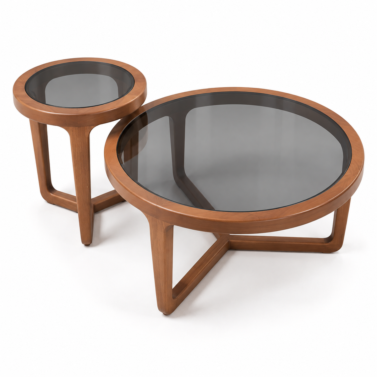 Mirage 2-Piece Glass & Oak Coffee and Side Table Set