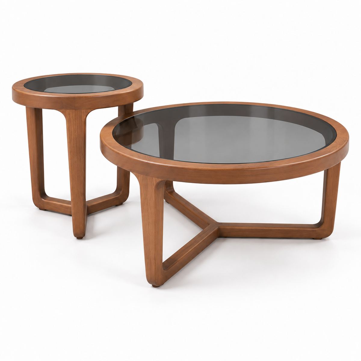 Mirage 2-Piece Glass & Oak Coffee and Side Table Set