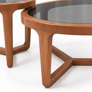 Mirage 2-Piece Glass & Oak Coffee and Side Table Set