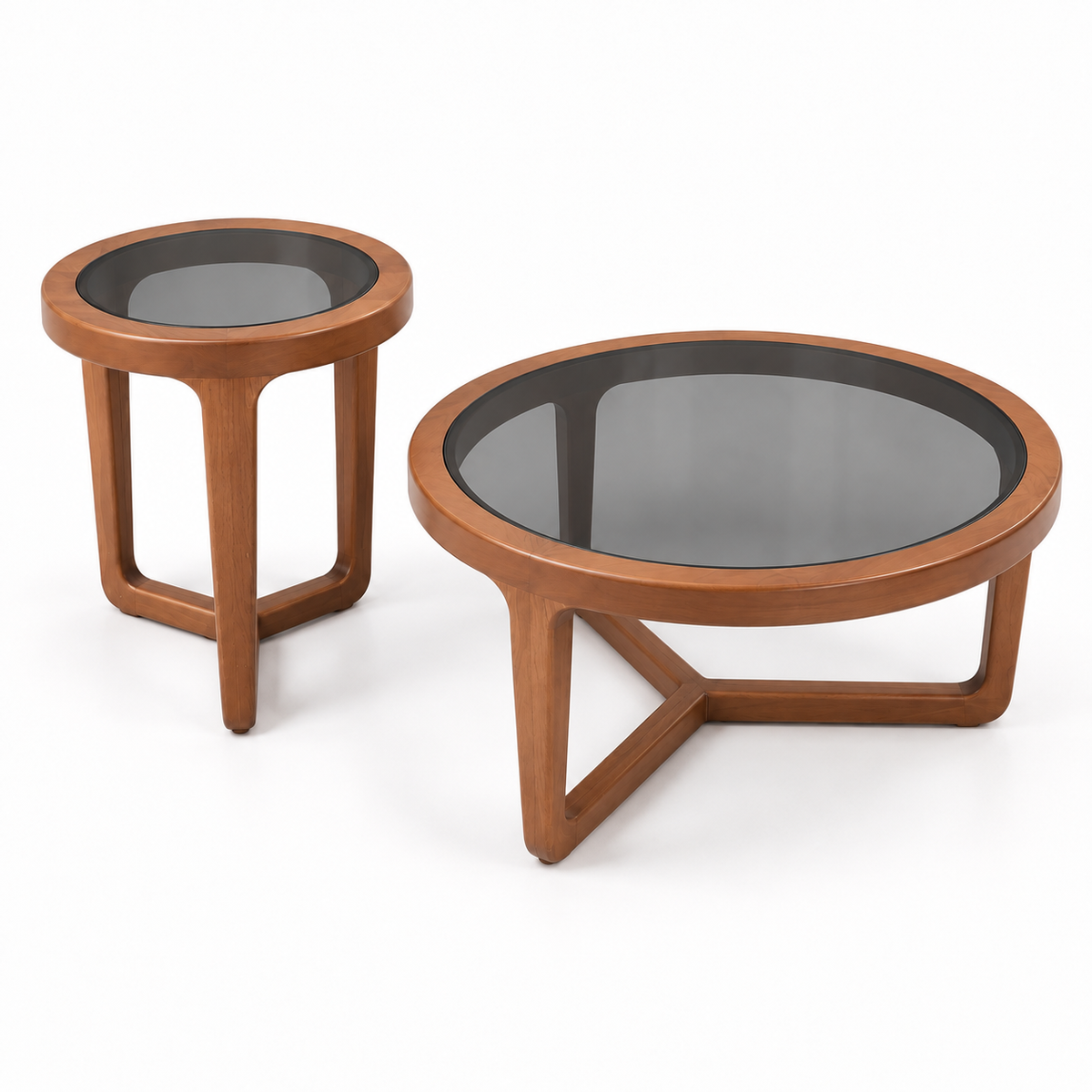 Mirage 2-Piece Glass & Oak Coffee and Side Table Set