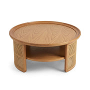 Cane Round Coffee Table with Woven Cane Detailing