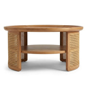 Cane Round Coffee Table with Woven Cane Detailing