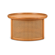 Cane Round Coffee Table with Woven Cane Detailing