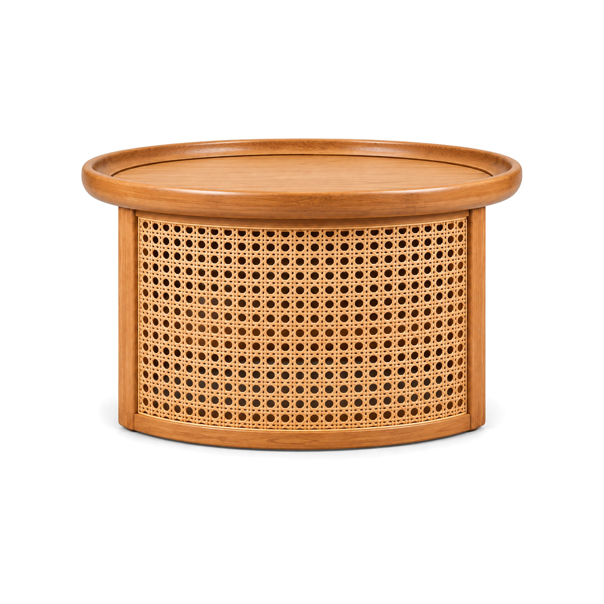 Cane Round Coffee Table with Woven Cane Detailing