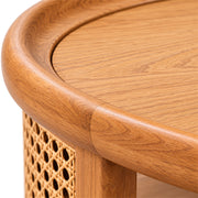Cane Round Coffee Table with Woven Cane Detailing