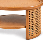 Cane Round Coffee Table with Woven Cane Detailing