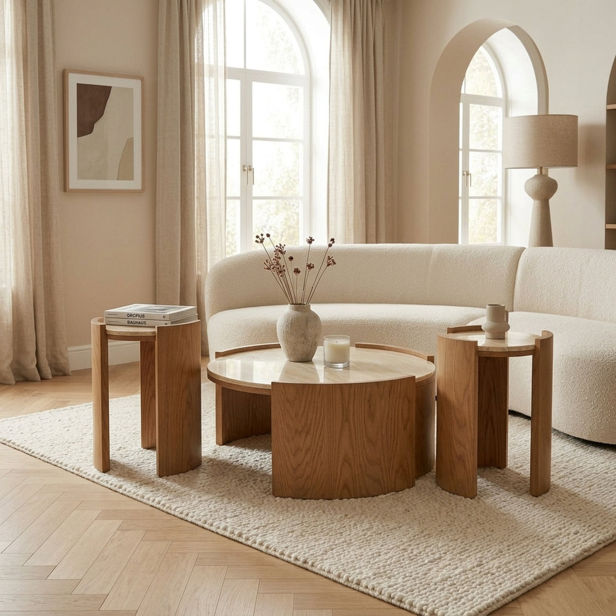 Daino 3-Piece Marble Coffee & Side Table Set
